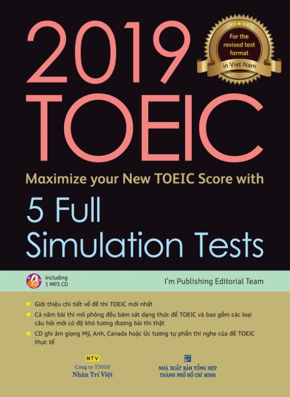 Fahasa - 2019 Toeic - 5 Full Simulation Tests (Bao Gồm Sách, Scripts & Answer Key Và Đĩa Mp3)
