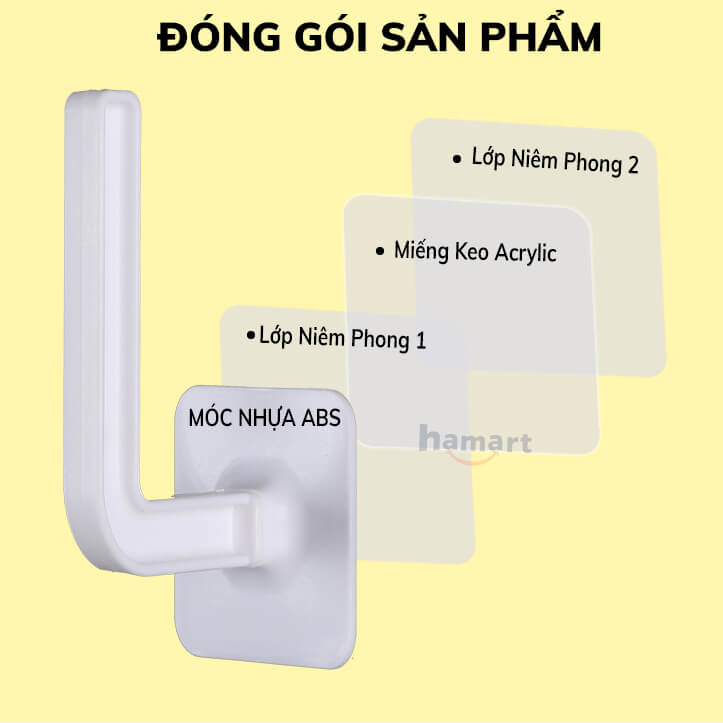 Móc Nhựa Chữ L Treo Cuộn Khăn Giấy Đa Năng Hamart Kèm Miếng Keo Dán Tường Siêu Dính Tiện Lợi