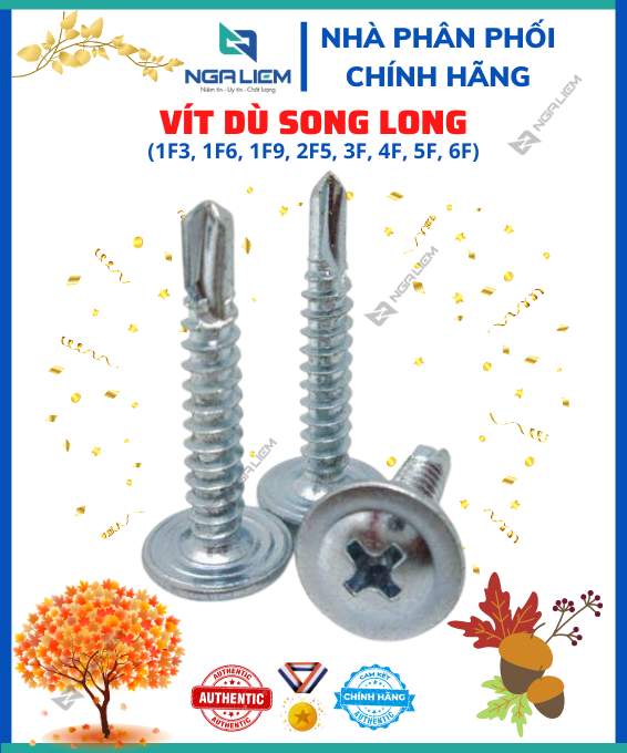 Vít Dù Song Long 1F3, 1F6, 1F9, 2F5, 3F, 4F, 5F, 6F (Chữ D loại Xịn) (BỌC 100, 200 GRAM)