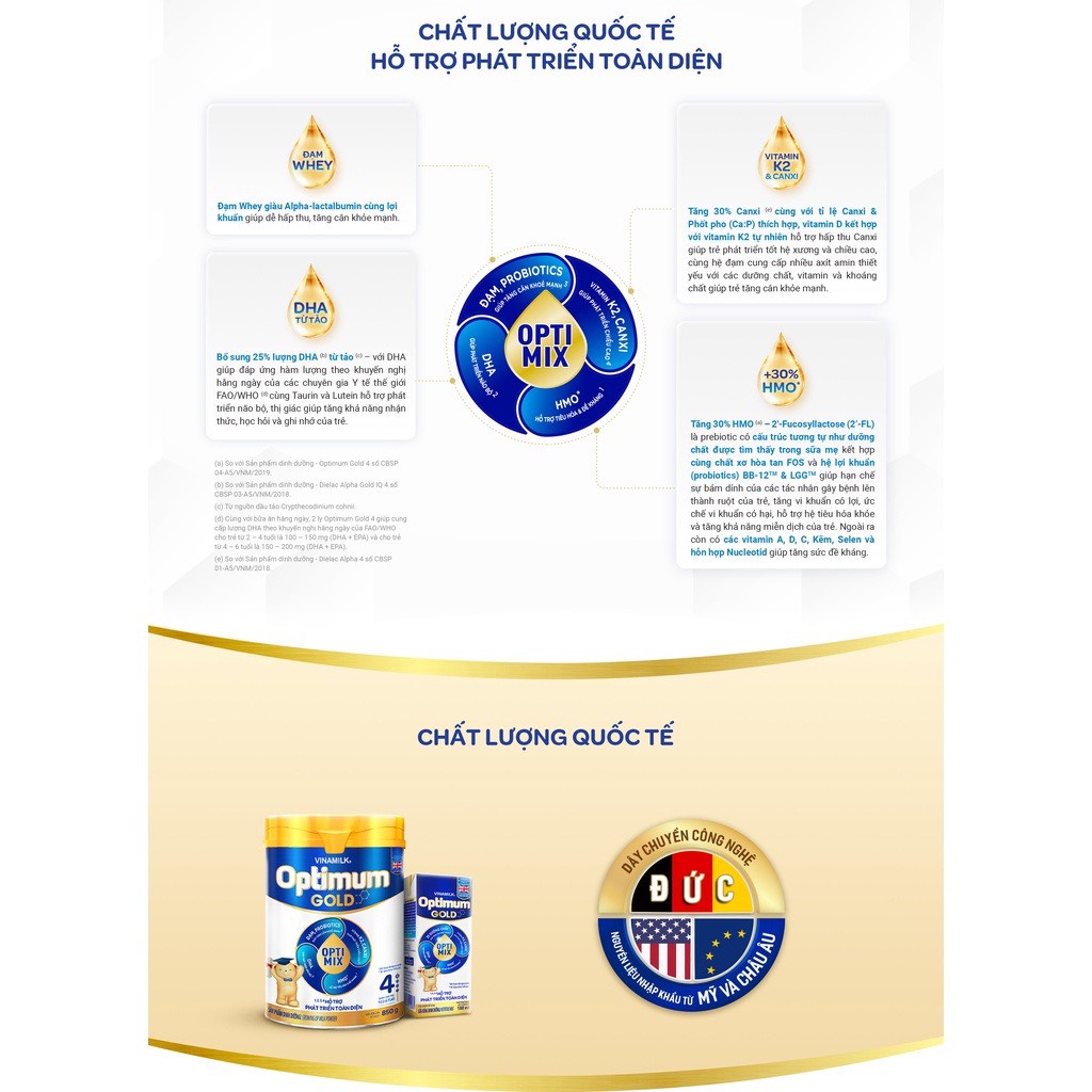 Sữa bột Vinamilk Optimum Gold 4 OPTIMIX lon 850g