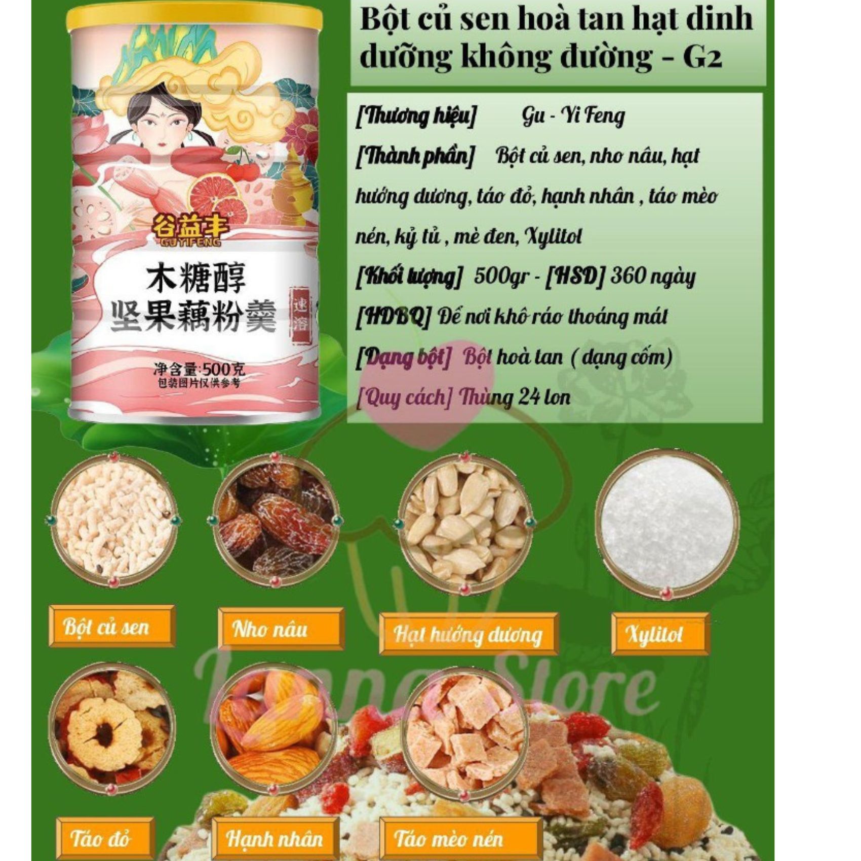 1 HỘP 500gr  Bột củ sen dưỡng nhan