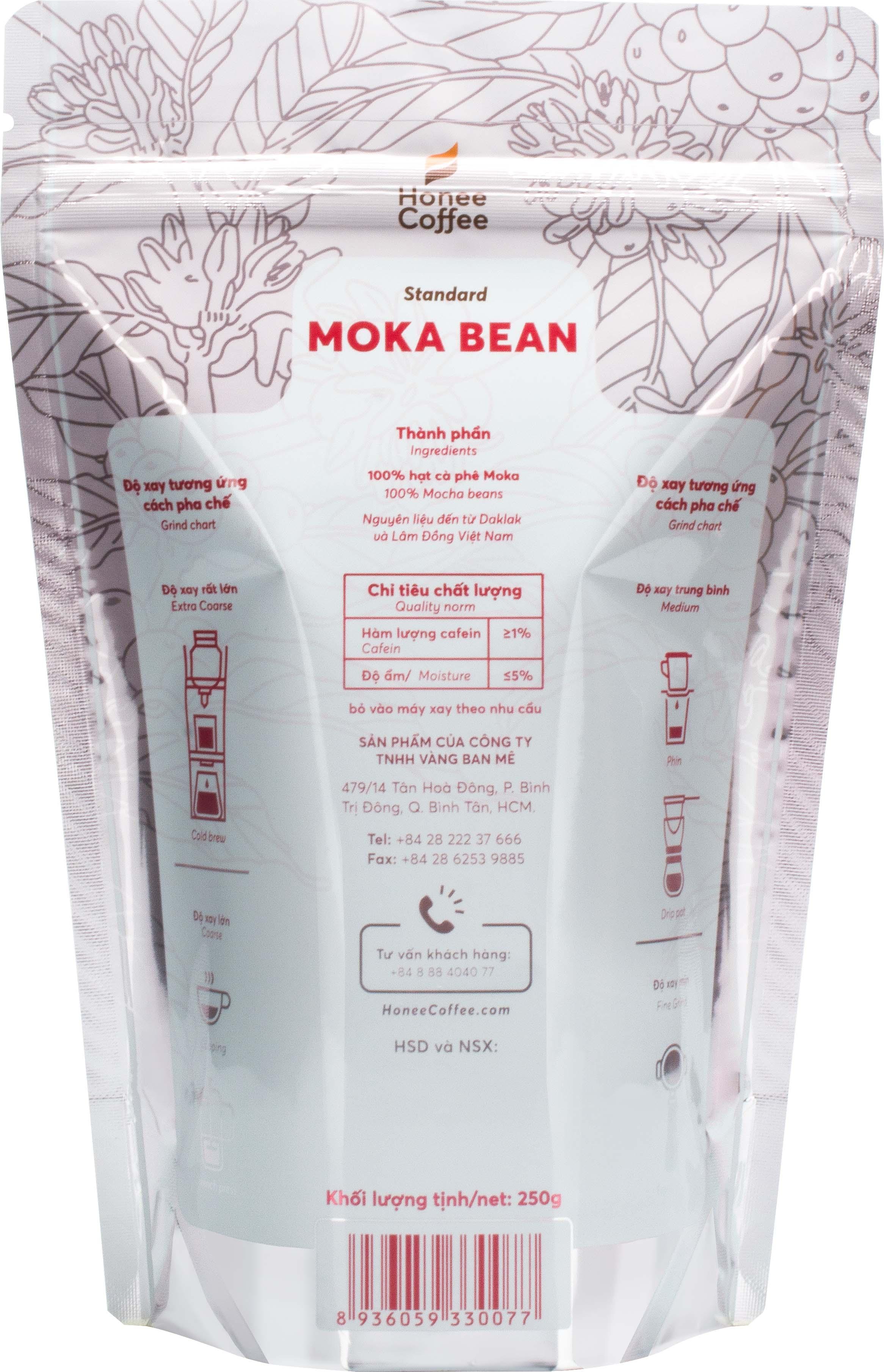 Cà Phê Hạt Rang MOKA Cơ Bản - 250g - Honee Coffee