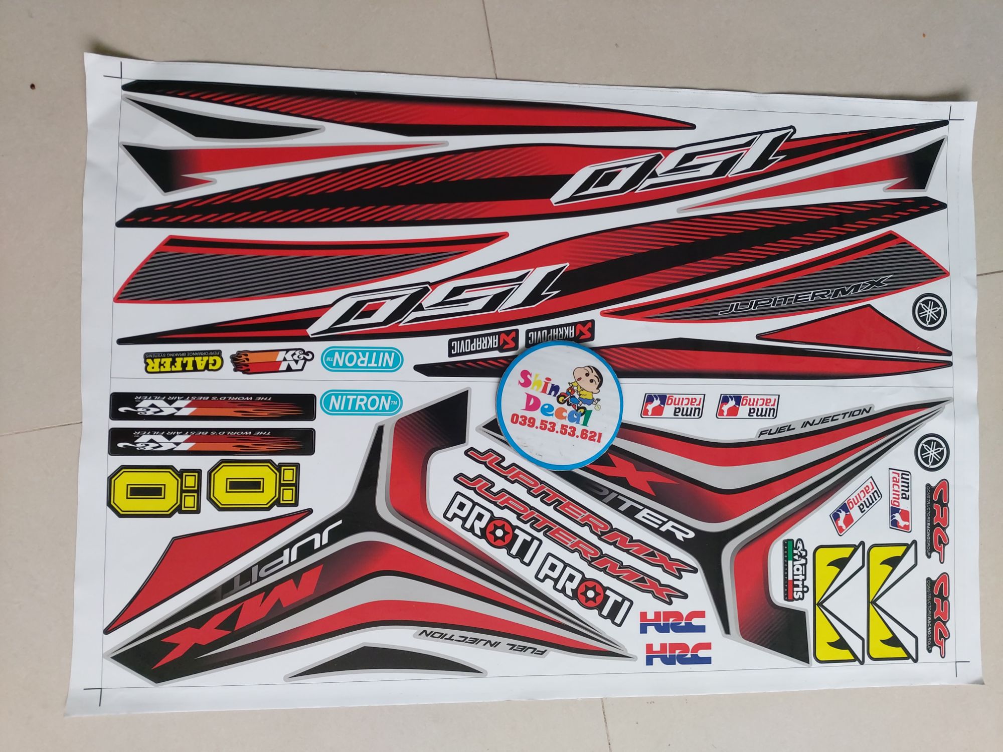 [HCM]Tem exciter 150 jupiter mx đỏ đen bạc