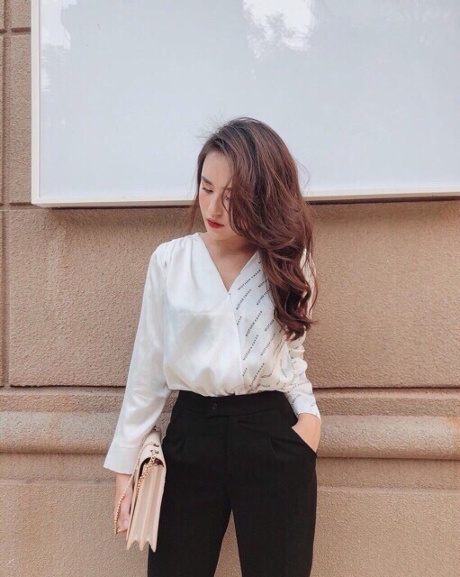 Quần baggy nữ lệch gấu