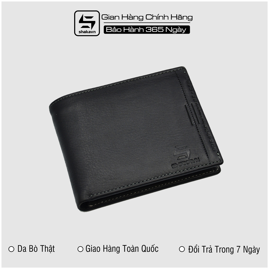 Ví Da Bò Ngang Cao Cấp Shakavn SK156N (màu đen)