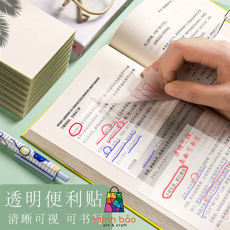 Xấp 50 tờ giấy note trong suốt, chống thấm nước
