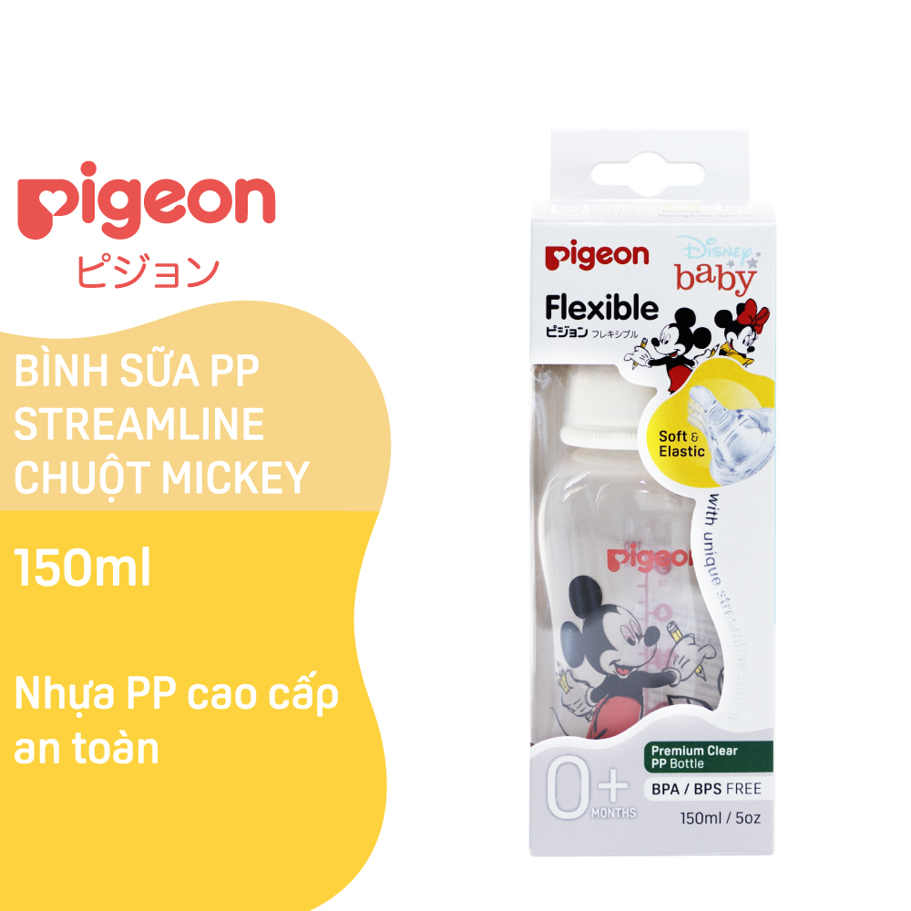 Bình sữa Pigeon PP Streamline Hình chuột Mickey 150 ml
