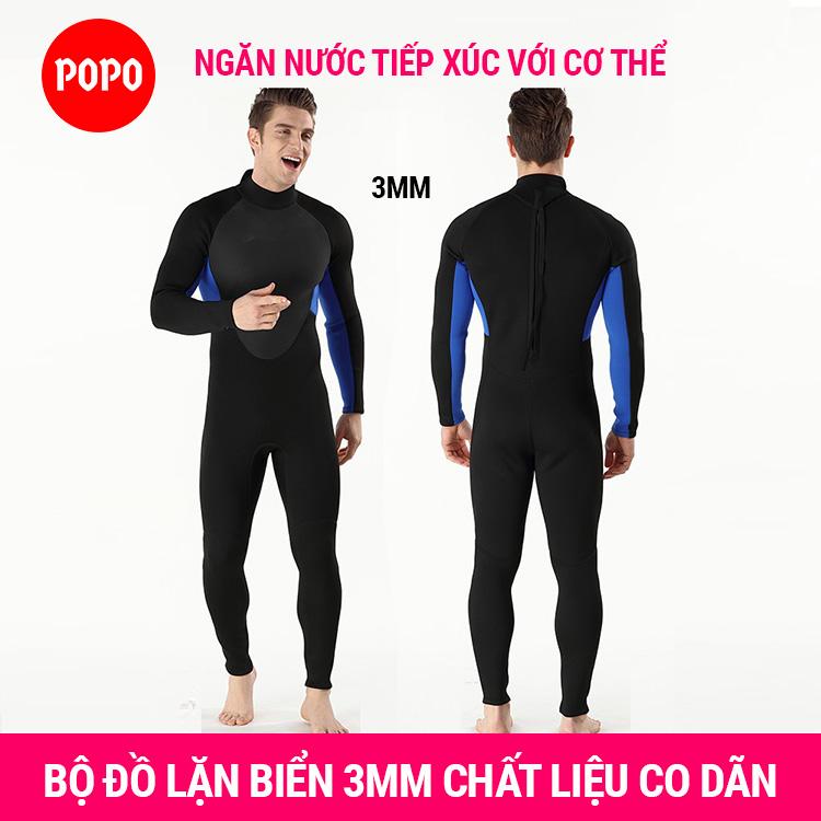 Bộ đồ lặn, quần áo lặn biển cho NAM 3mm giữ ấm, thoáng khí, chống thầm nước cao cấp POPO Collection
