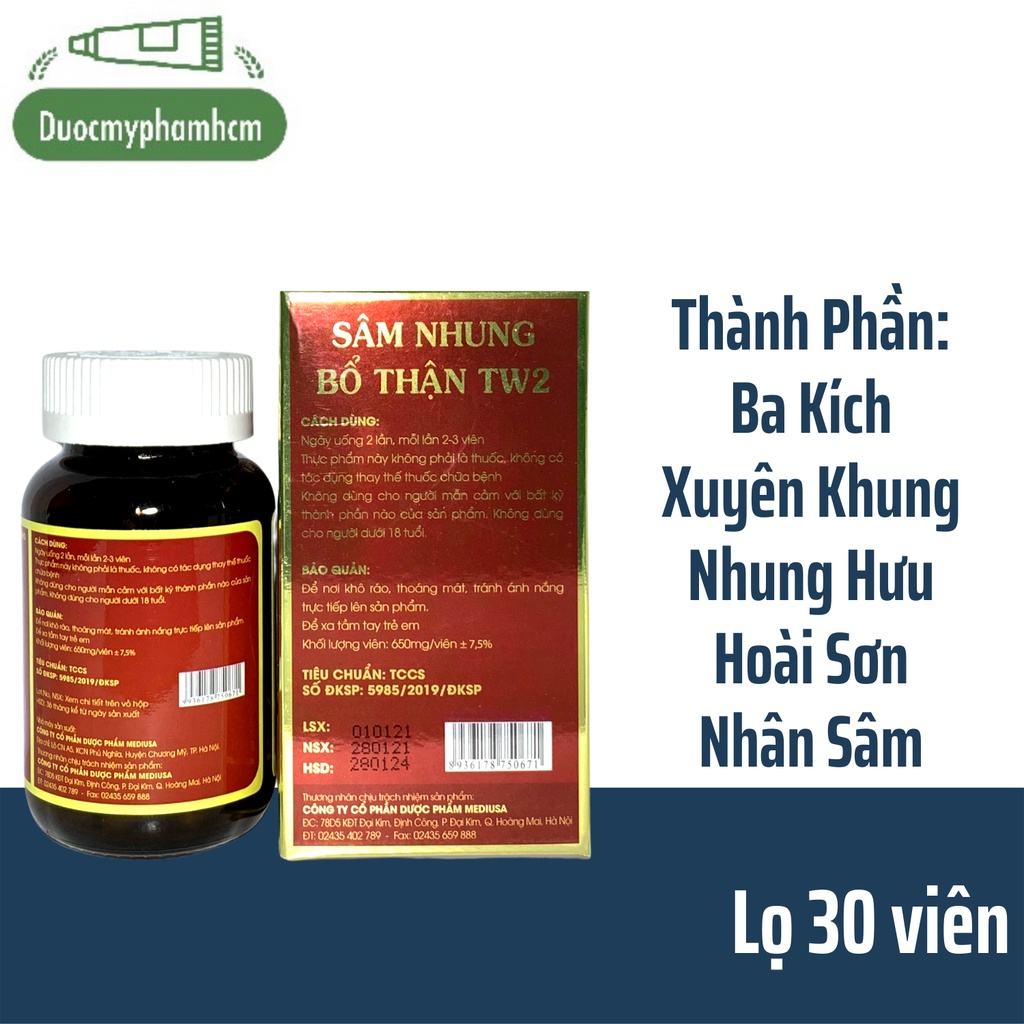 Sâm nhung bổ thận Trung Ương 2 - Lọ 30 viên