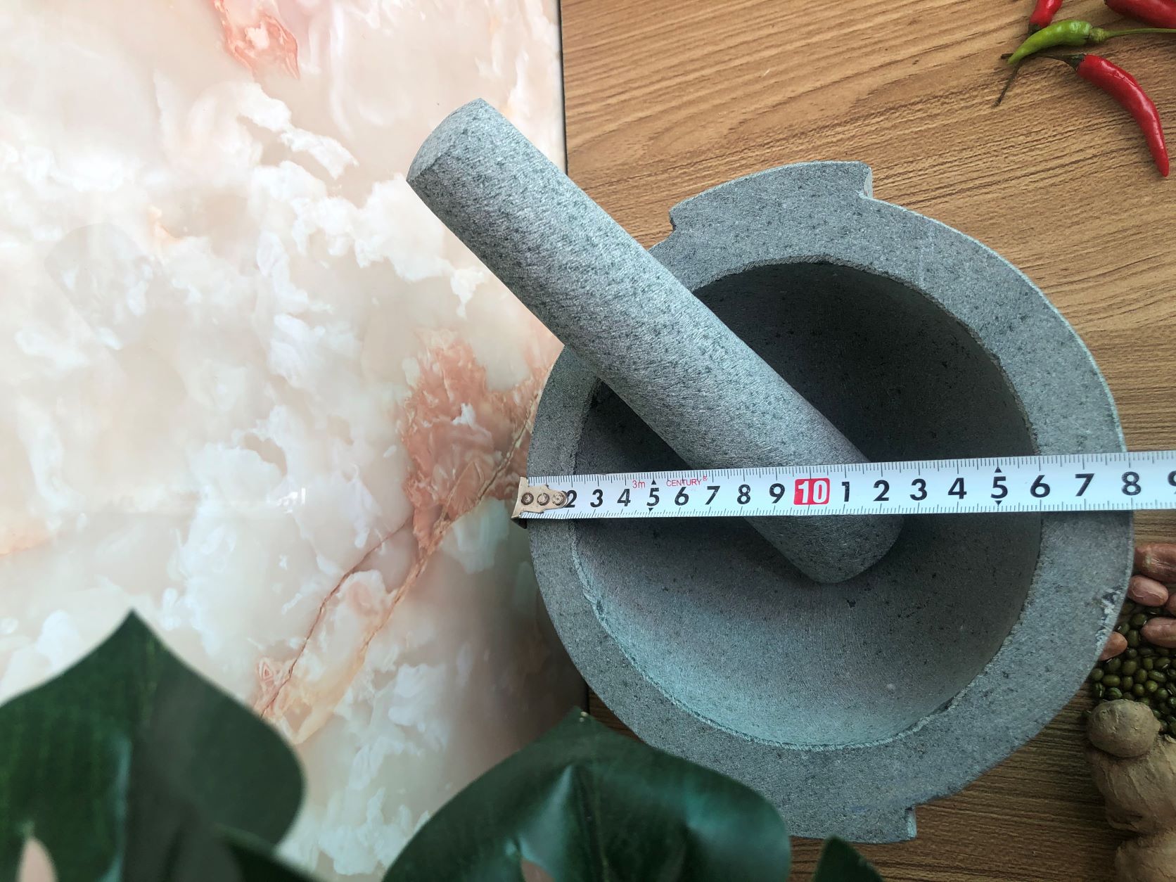 bộ sản phẩm cối đá + chày đá đường kính 18cm