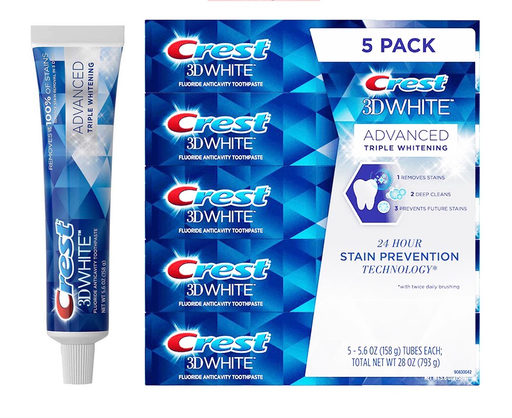 Kem đánh răng trắng răng Crest 3D White Advanced của P&G Mỹ mỗi tupe 148gr (kem trắng)