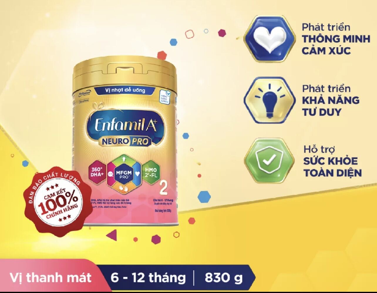 [HCM]Sữa Bột Enfa A+ Neuro 2 830g ( Mẫu Mới )vị nhạt dễ uống