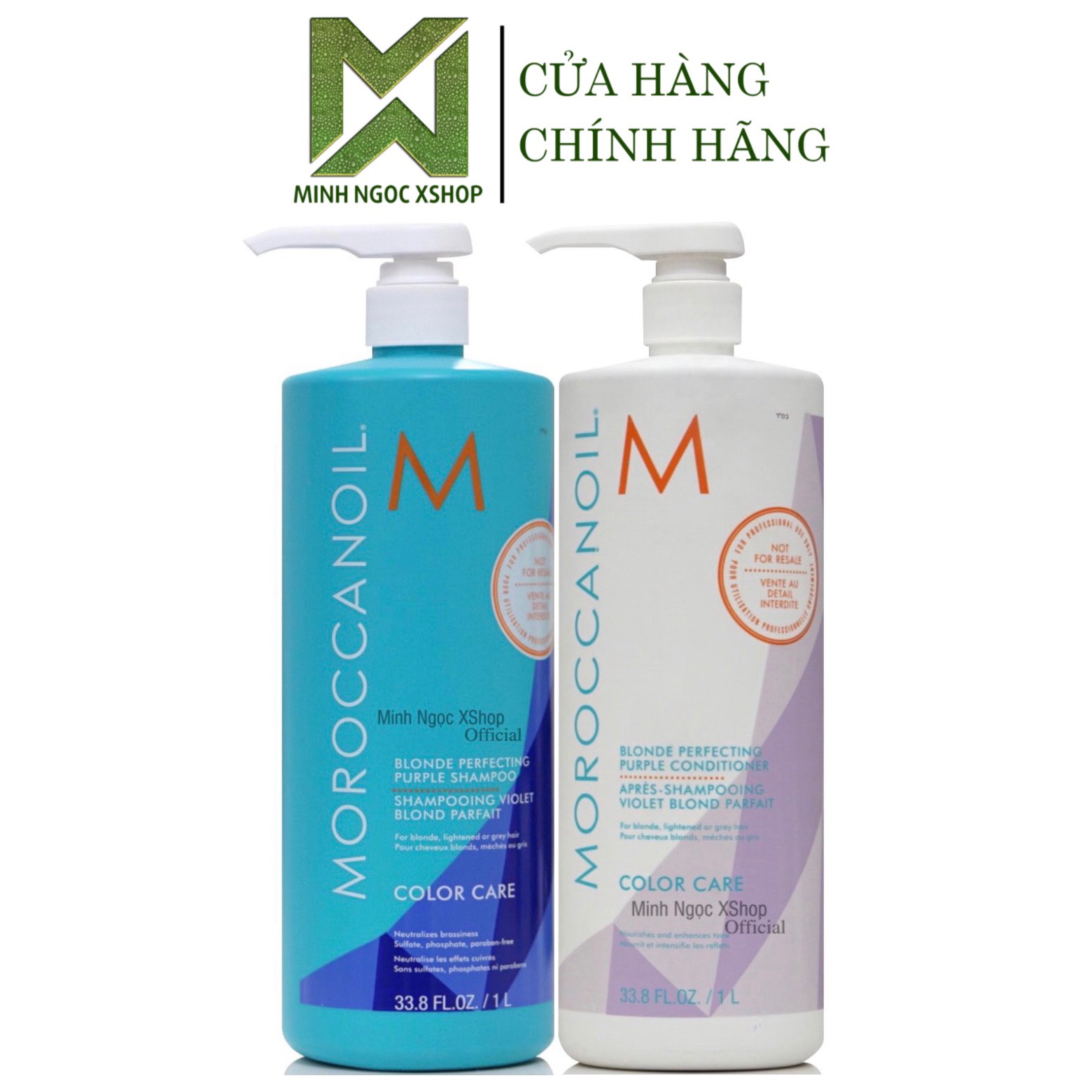 Dầu gội xả tím khử vàng Moroccanoil Blonde Perfecting Purple 1000ML chính hãng