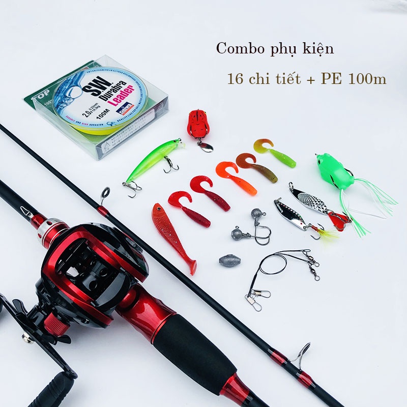 Bộ cần câu lure máy ngang tặng kèm dây câu và hộp mồi