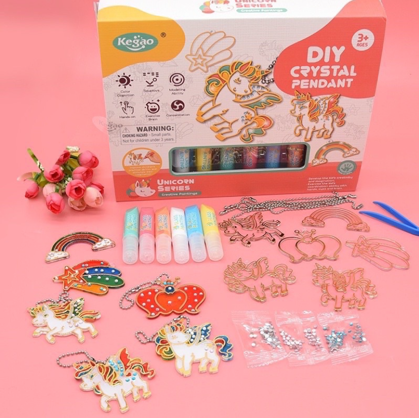 DIY kid 3D rhinestone keychain set toy (can be pendant, keychain, cute bracelet)