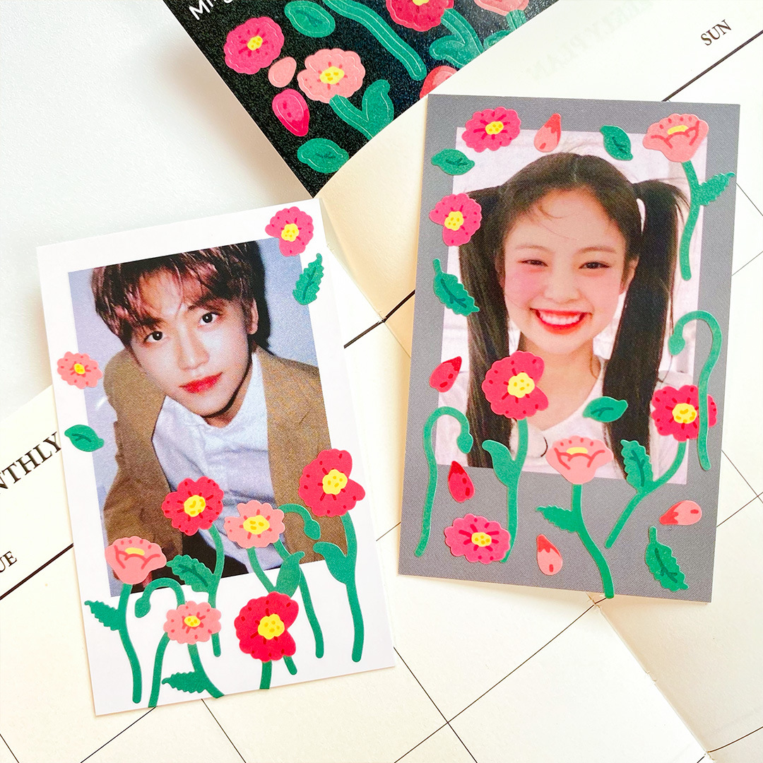 Tấm sticker hoa tulips decor toploader, trang trí