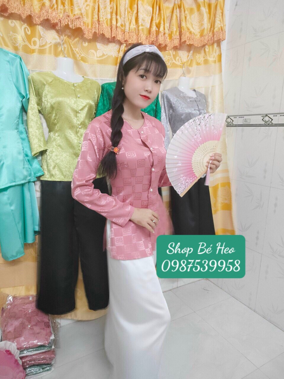 [HCM]ÁO BÀ BA  GẤM CHỮ  B*BCÓ KÈM QUẦN ( B01)