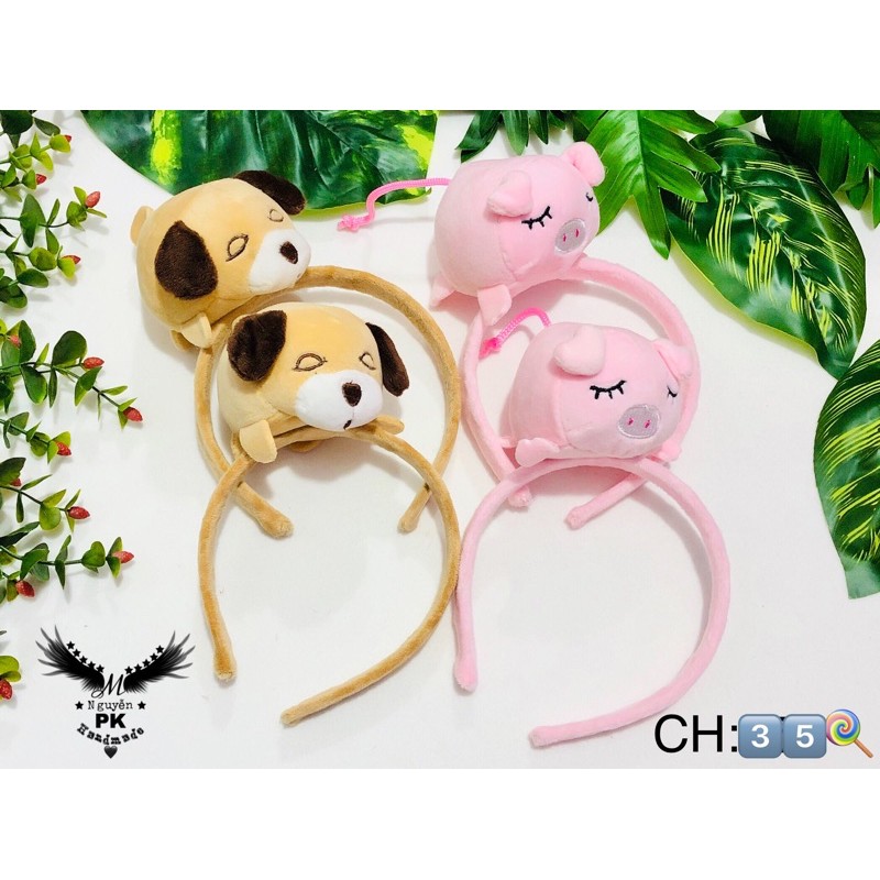 [HCM]Băng đô cài tóc hình chú heo-chó cute