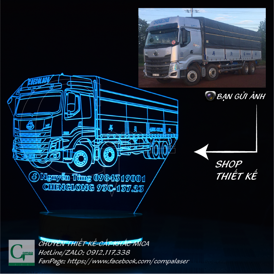 LED lamp Mica 3D shape car truck, Ben, pull head design according to the requirements