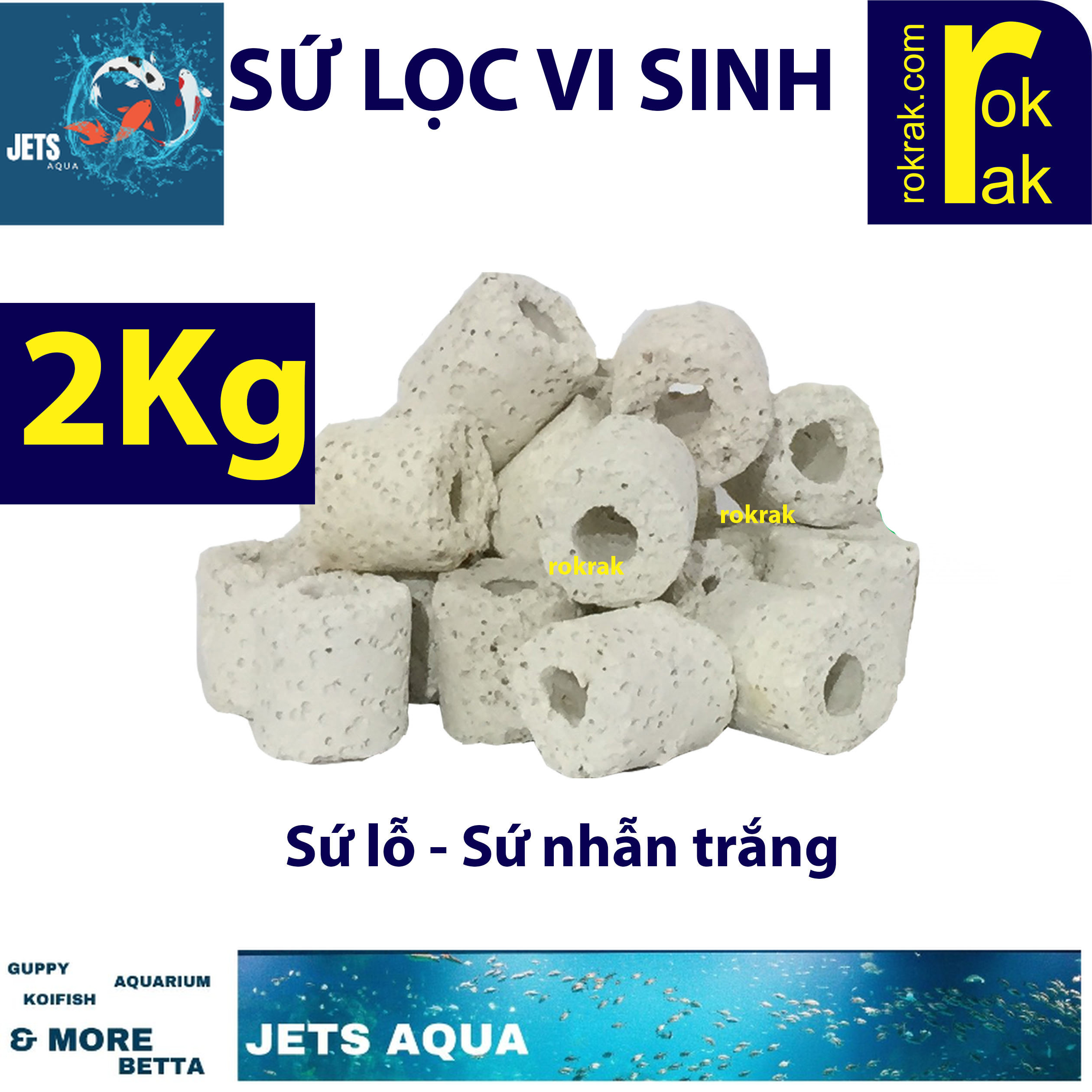 Sứ lọc viên sứ nhẫn trắng - 2kg sư lỗ lọc nước vật liệu lọc hồ koi -vật liệu lọc nước