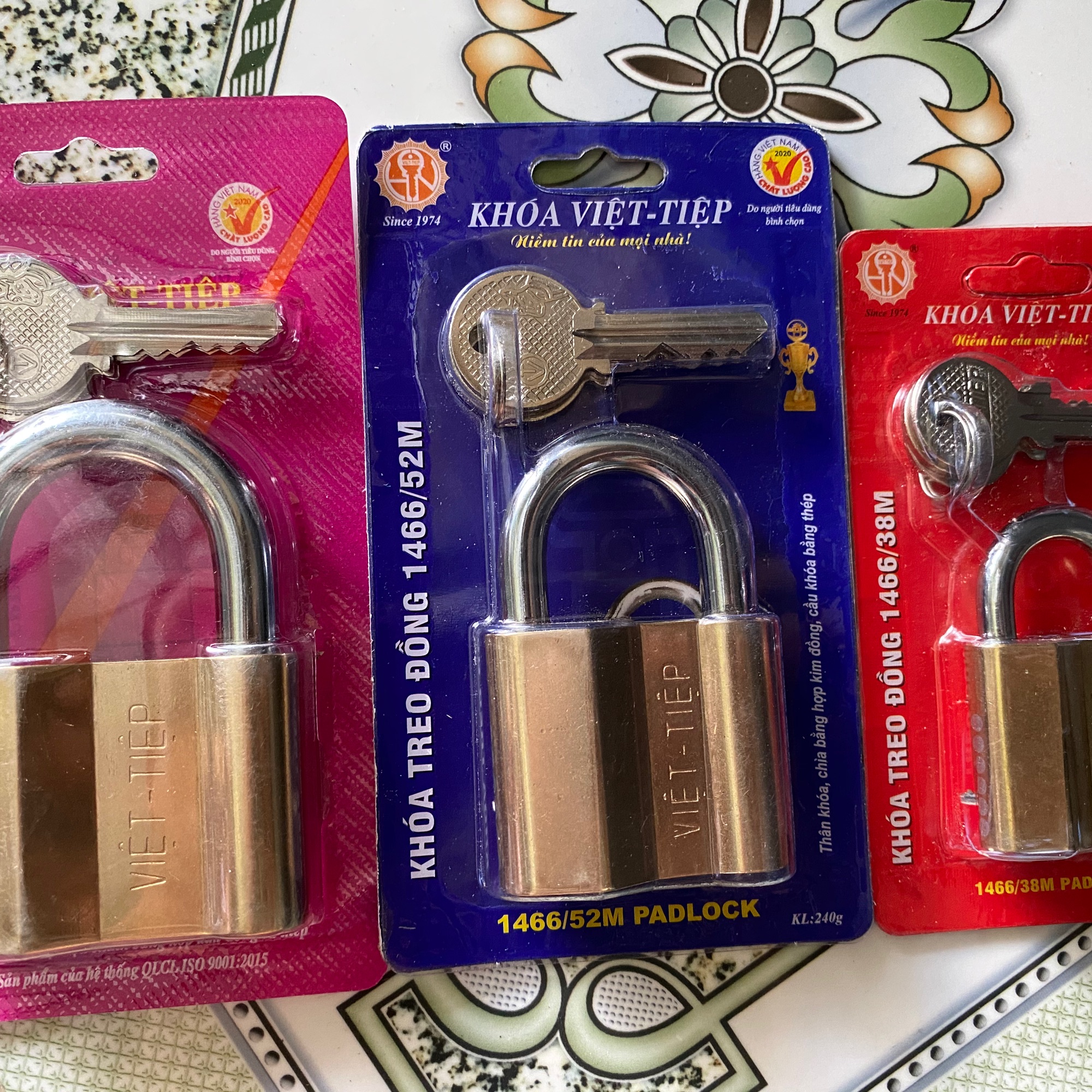 Ổ khoá treo đồng, ổ khoá cửa việt tiệp 4p, 5p, 6p