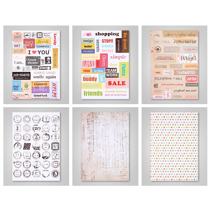 [HCM]Bộ 6 tấm sticker trang trí vintage