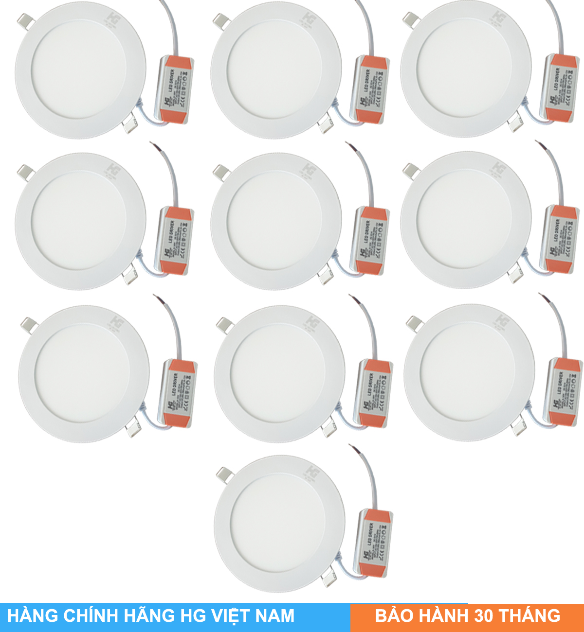 Bộ 10 đèn led âm trần siêu mỏng tròn 12w