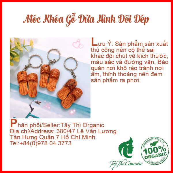 Móc Khóa Gỗ Dừa Hình Đôi Dép