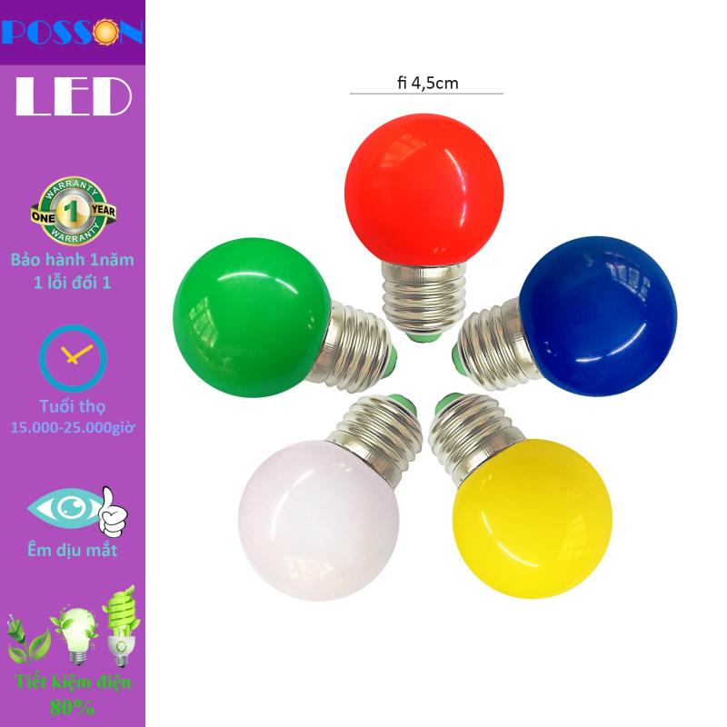 10 Bóng đèn Led quả trái chanh trang trí ngoài trời 1w G45 đuôi E27 màu sắc LL-RGBYW. Kiểu tròn chống nước phần thân bóng đèn IP65, cho khả năng sử dụng ngoài trời