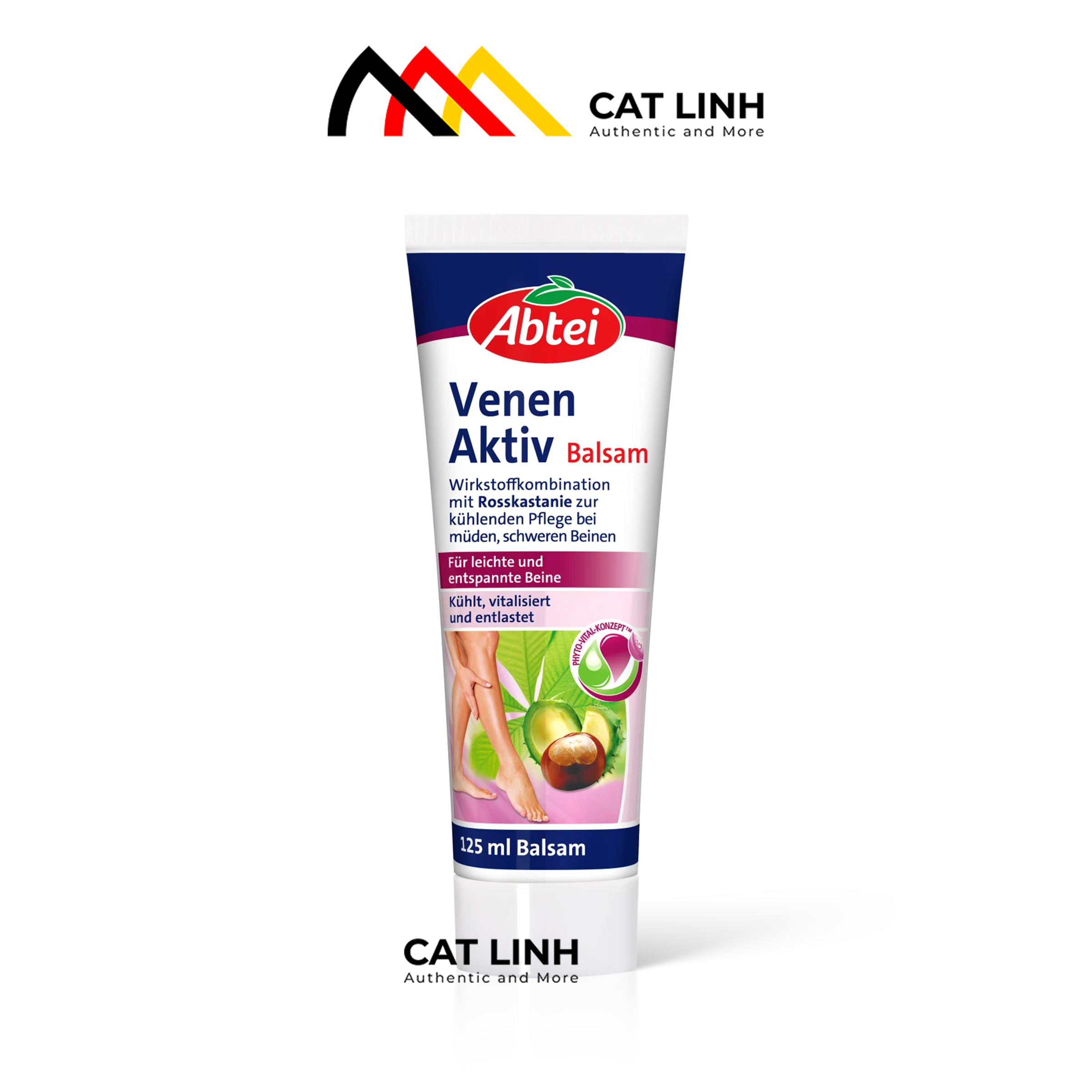 Kem bôi giãn tĩnh mạch Abtei Venen Aktiv chuẩn Đức chống suy giãn tĩnh mạch, Dầu dưỡng tĩnh mạch, 125ml