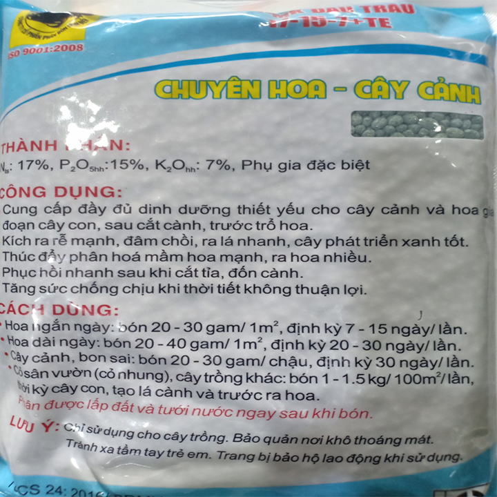 [HCM]Phân NPK chuyên hoa lan cây cảnh 17-15-7 + TE(1kg)
