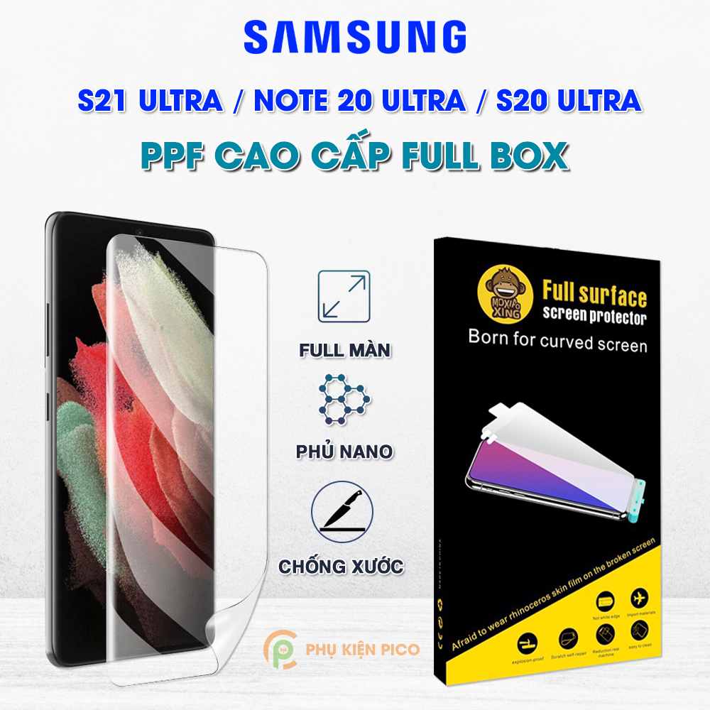 Dán màn hình Samsung Galaxy S21 Ultra / Note 20 / S20 Plus / S22 / S23 Ultra full màn hình trong suốt chính hãng Moxiao Xing - Dán dẻo Samsung Galaxy S21 Ultra