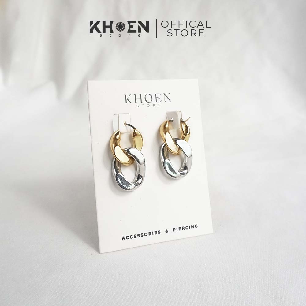 Bông tai nữ Xích vàng bạc lớn - Khoen store