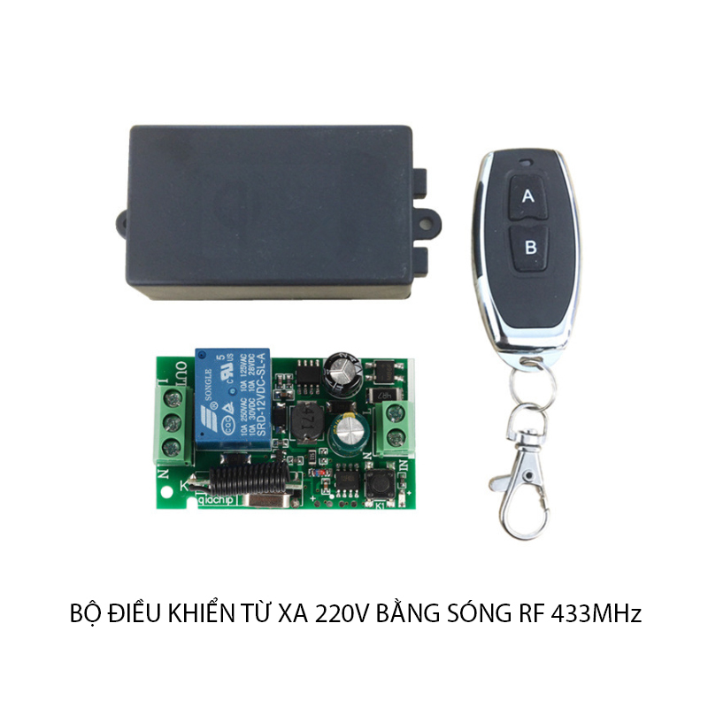 Bộ công tắc điều khiển từ xa (remote) 220V-10A sóng RF 433Mhz có thể điều khiển xuyên tường
