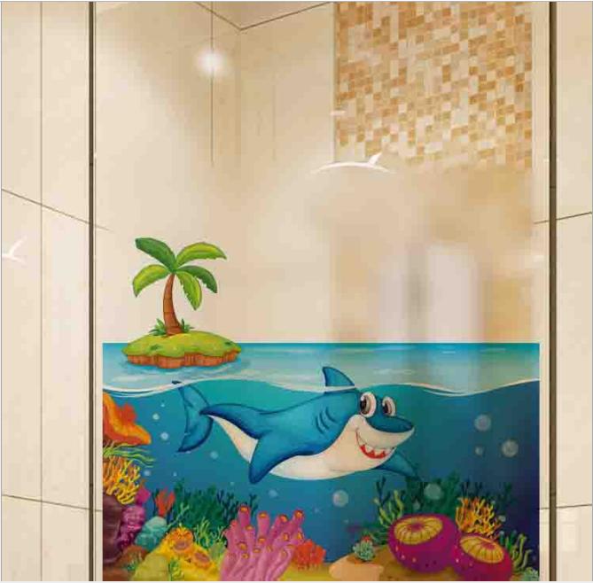 [HCM]Decal Dán Kính Cao Cấp - CÁ MẬP LỚN (60X58CM)-DK7053
