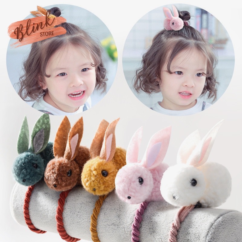 Dây buộc tóc hình thỏ bông siêu đáng yêu và độc đáo cho bé