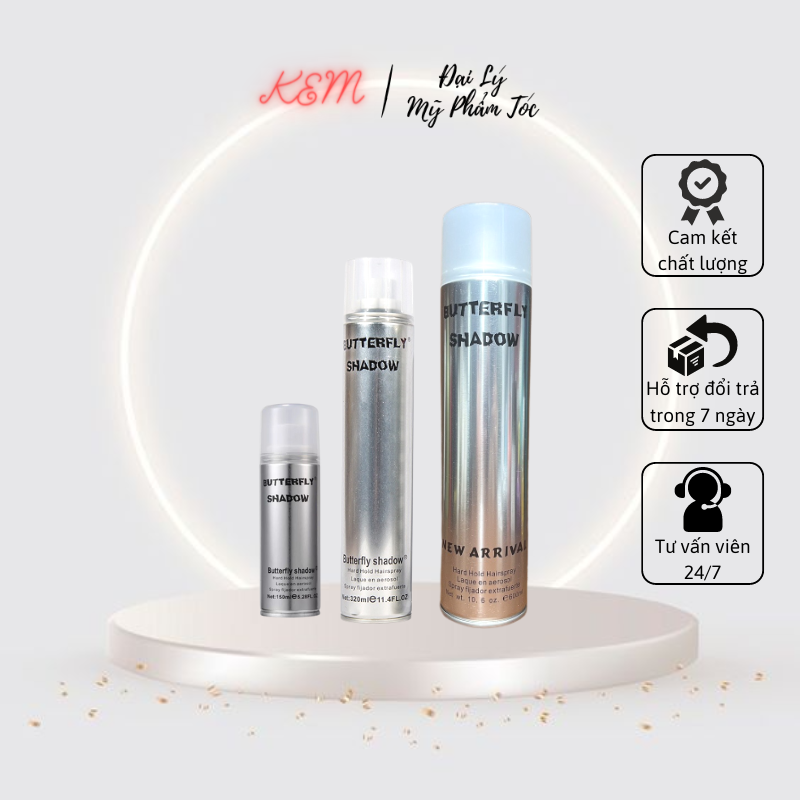 [RẺ VÔ ĐỊCH] GÔM BẠC xịt tóc Butterfly Shadow Hàng Chuẩn Loại 1 KEM
