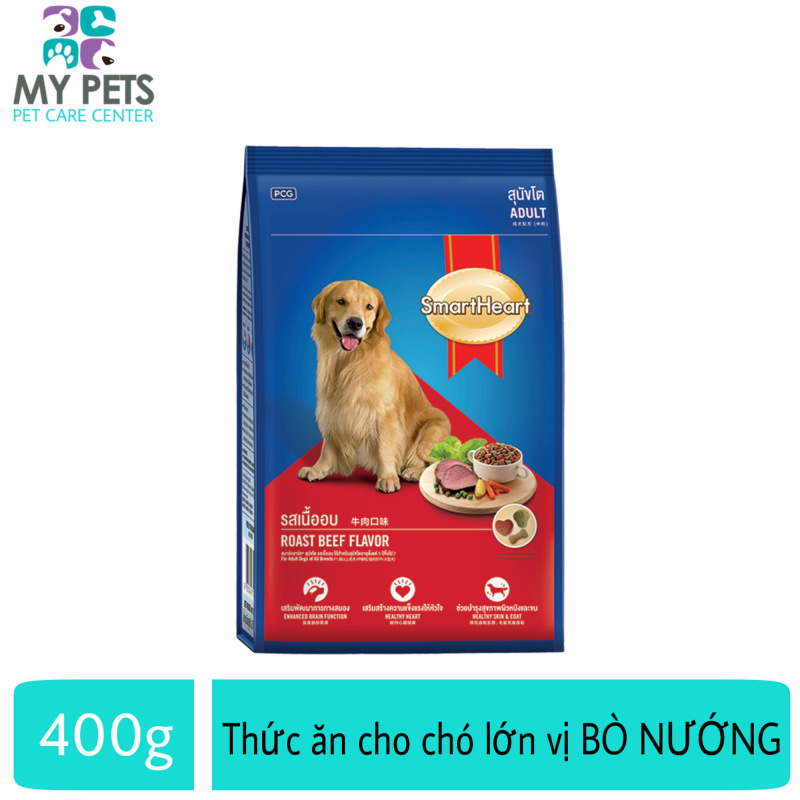 Thức ăn cho chó trưởng thành vị bò nướng - Smartheart Adult gói 400g