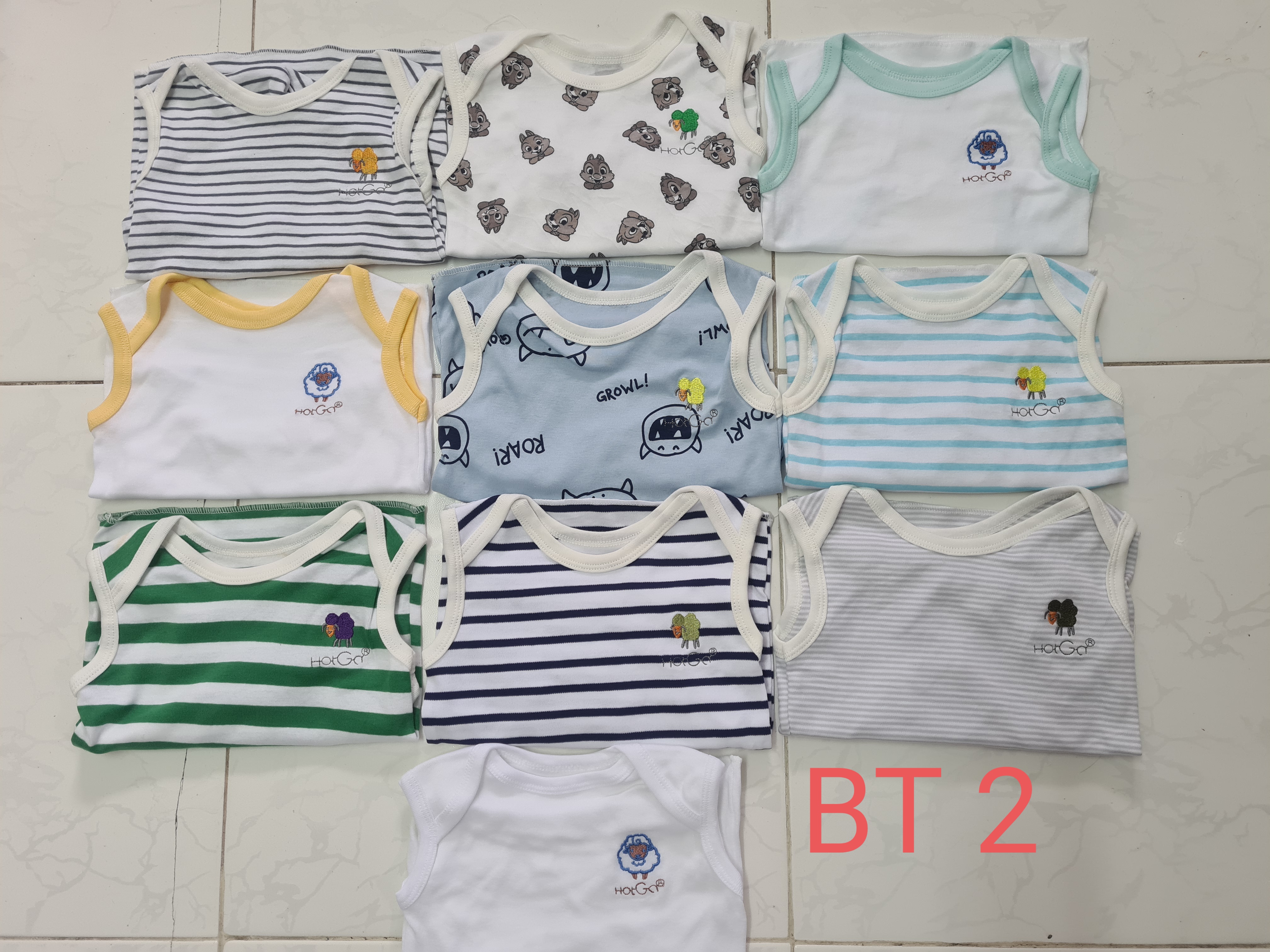 (3-8kg) COMBO 2 Bộ thun mát bé trai HOTGA chất đẹp
