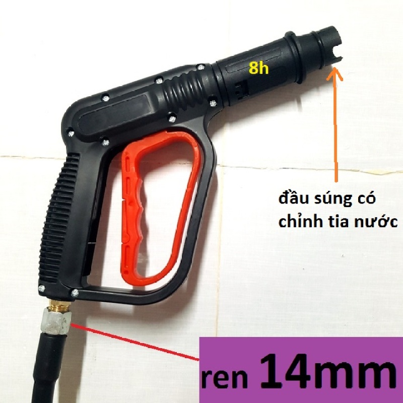 Súng rửa xe áp lực cao kiểu mới Ren 14mm