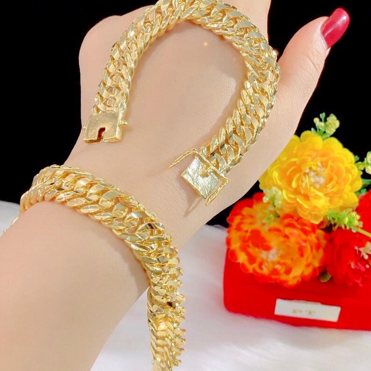 Lắc tay nam kiểu xích mạ vàng 18k cực sang 65R - Giống Thật 99%
