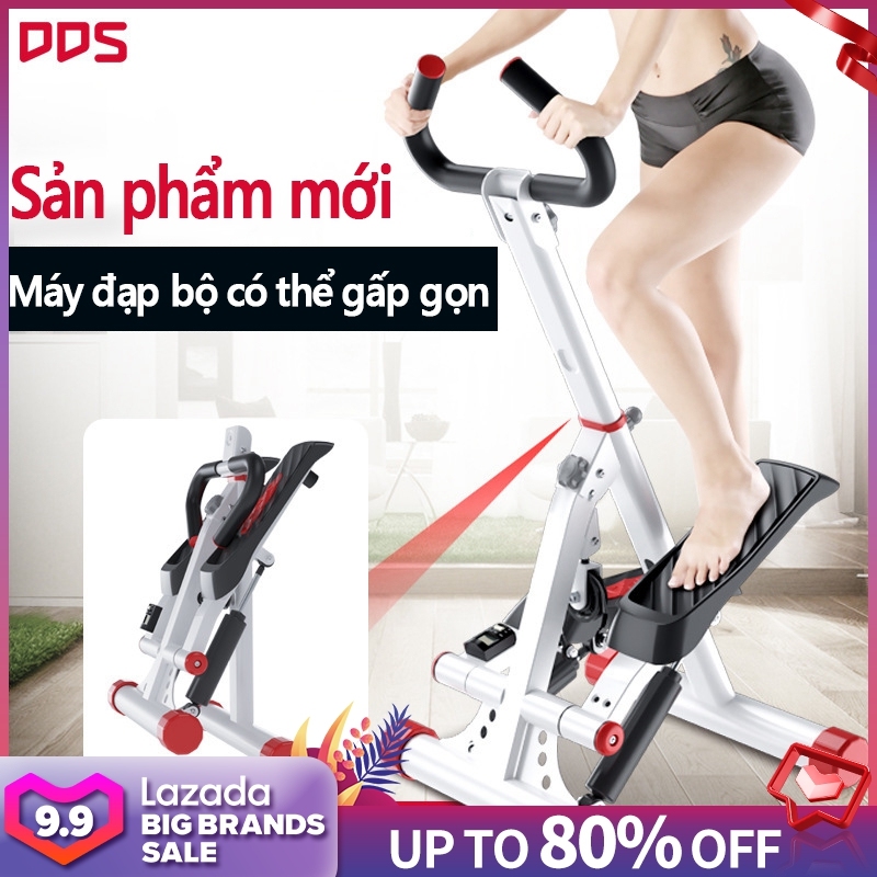 Máy chạy bộ máy đạp bộ tập gym tại nhà có thể gấp được, có tay nắm chỉnh được 4 mức độ cao