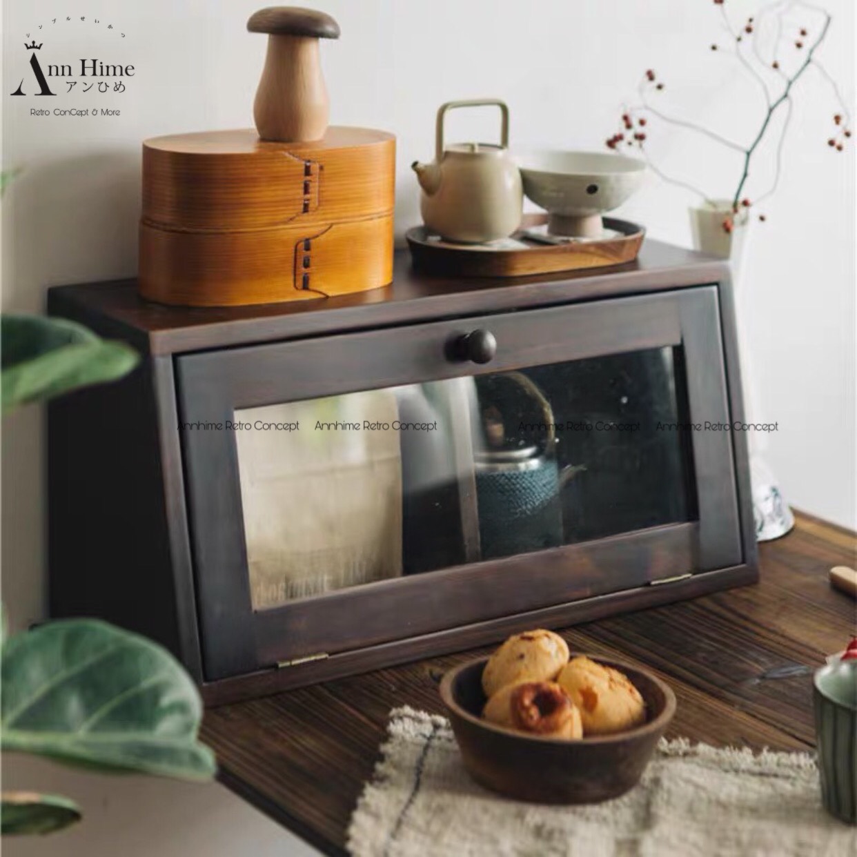 Tủ gỗ đa năng mini đựng đồ gia vị cốc chén decor quán café sp39