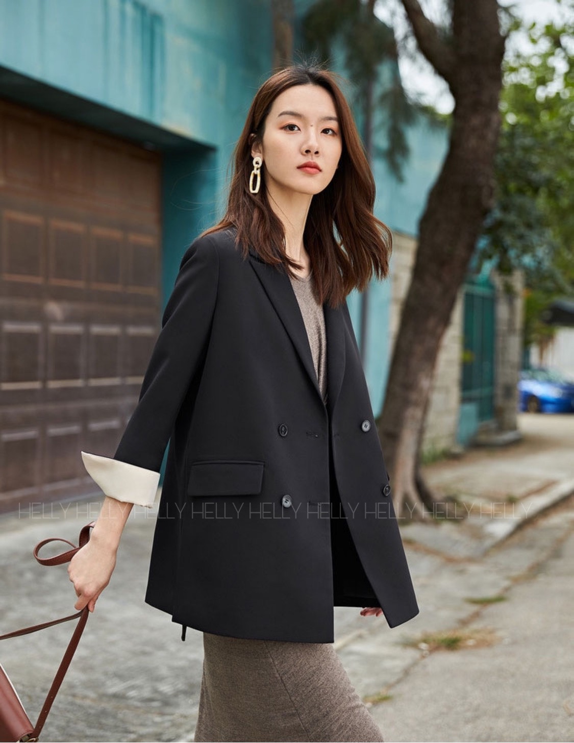 Blazer 2 lớp ĐEN PHỐI XANH PHỐI | HELLY SHOP