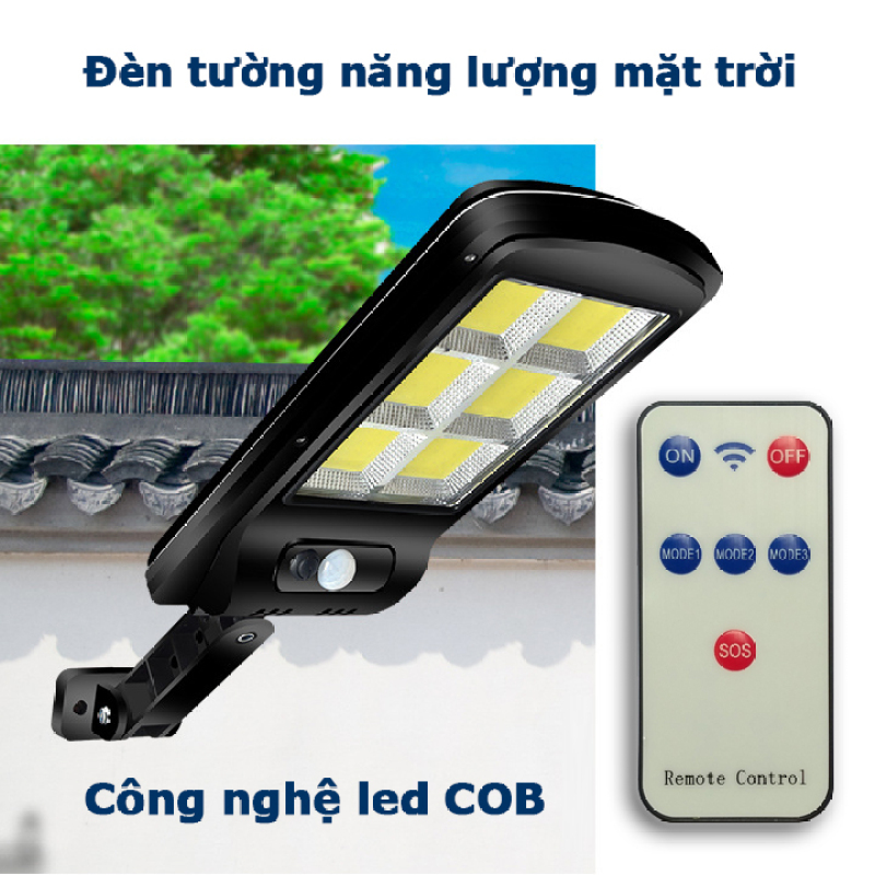 Đèn led cob 120 led năng lượng mặt trời liền thể cảm biến chuyển động
