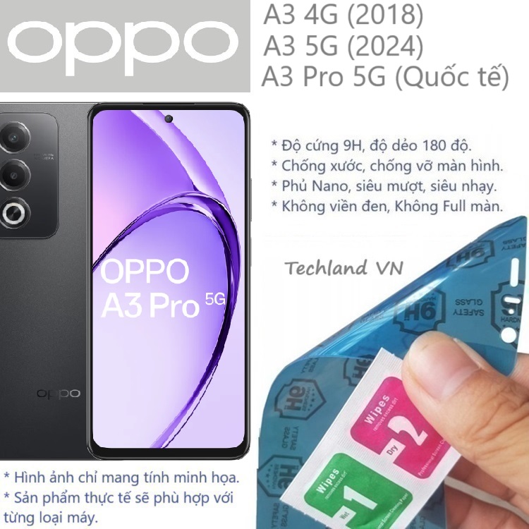 Cường Lực Phủ Nano Oppo A3 / A3x 4G / 5G - Trong Suốt, Không Full Màn, Không Viền Đen