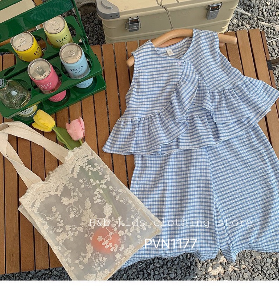 Set đũi bé gái áo vạt chéo style Hàn Quốc