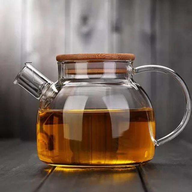 Ấm thuỷ tinh chịu nhiệt nắp gỗ 800ml