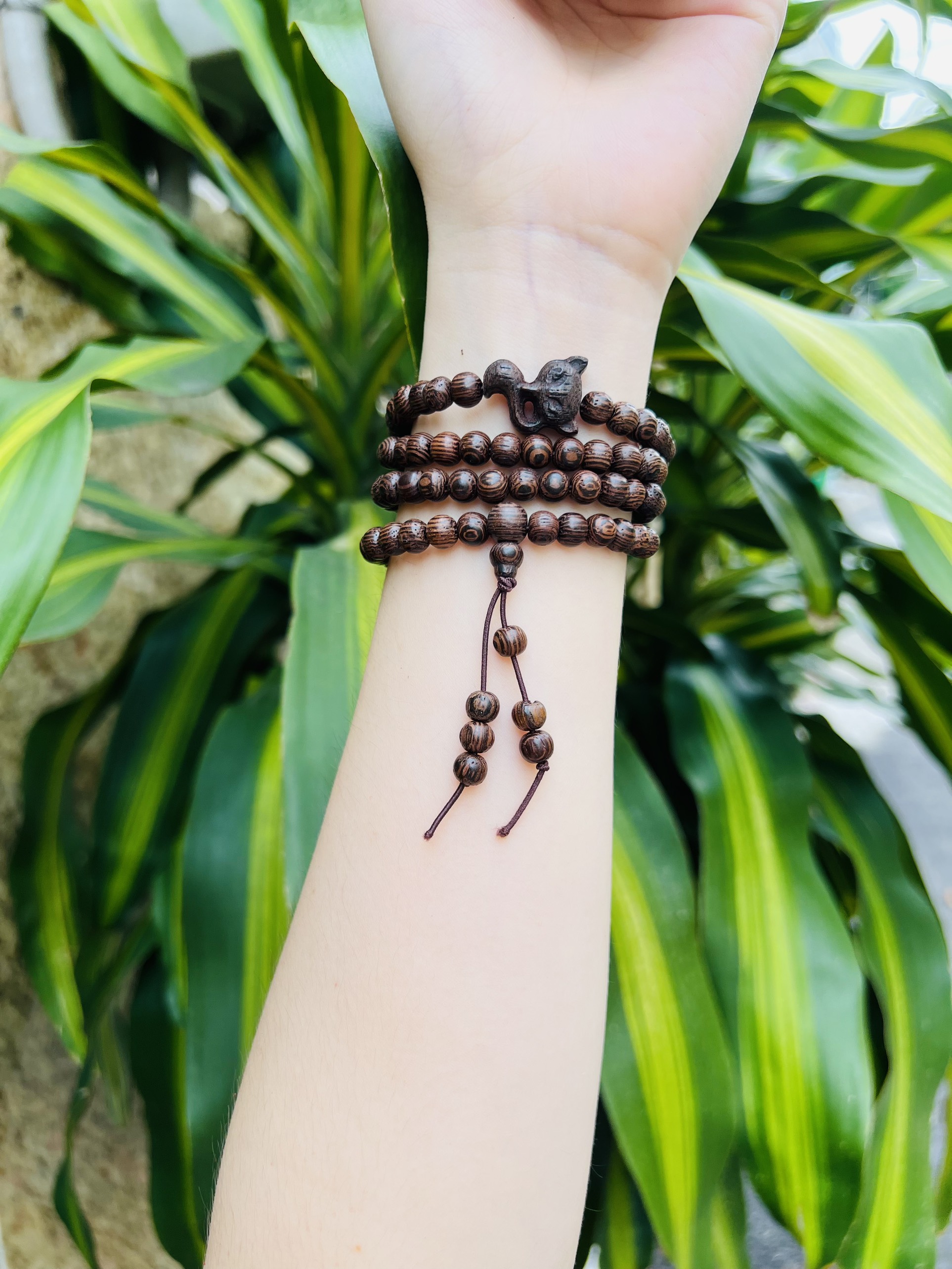 Chuỗi Trầm Hương 108 Hạt Mix Hoa Sen - Chuỗi Vòng Tay Phong Thủy Nam Nữ - Vòng Tay Trầm Hương