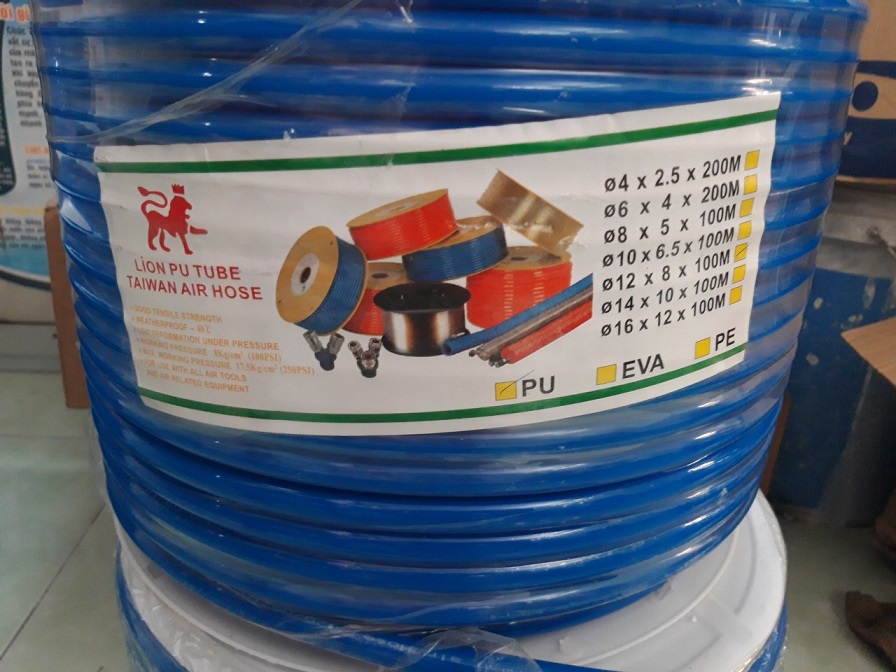 Cuộn 100 mét dây hơi, dây PU phi 12 ly màu xanh
